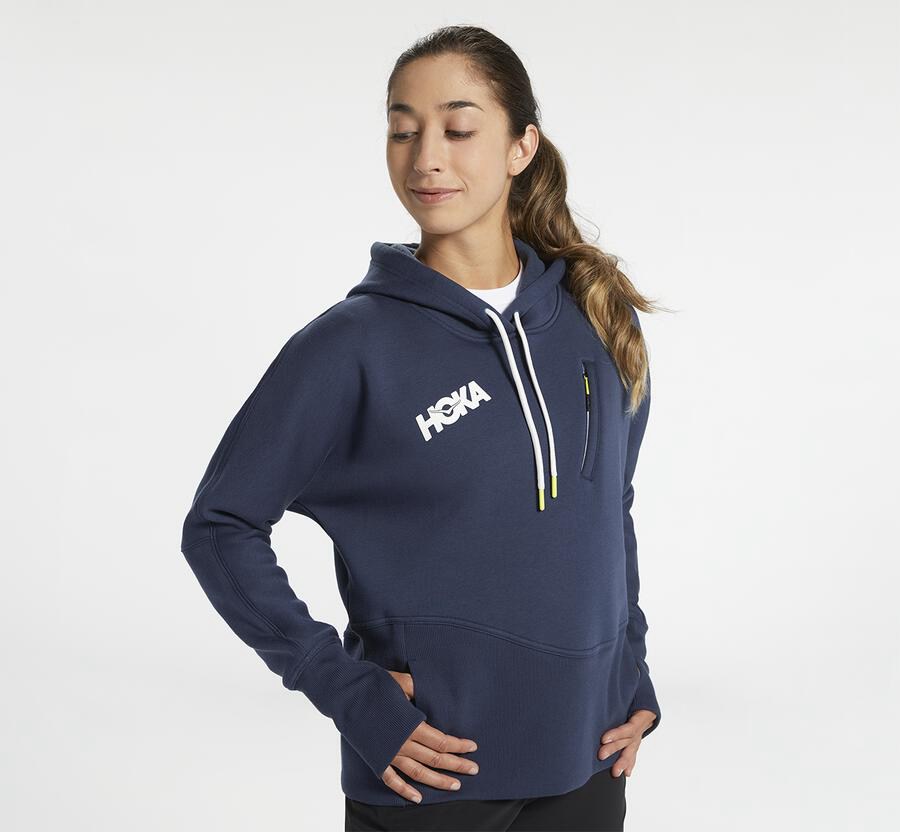 Hoka One One Hoodie Womens Navy - Performance - 35106HFMK